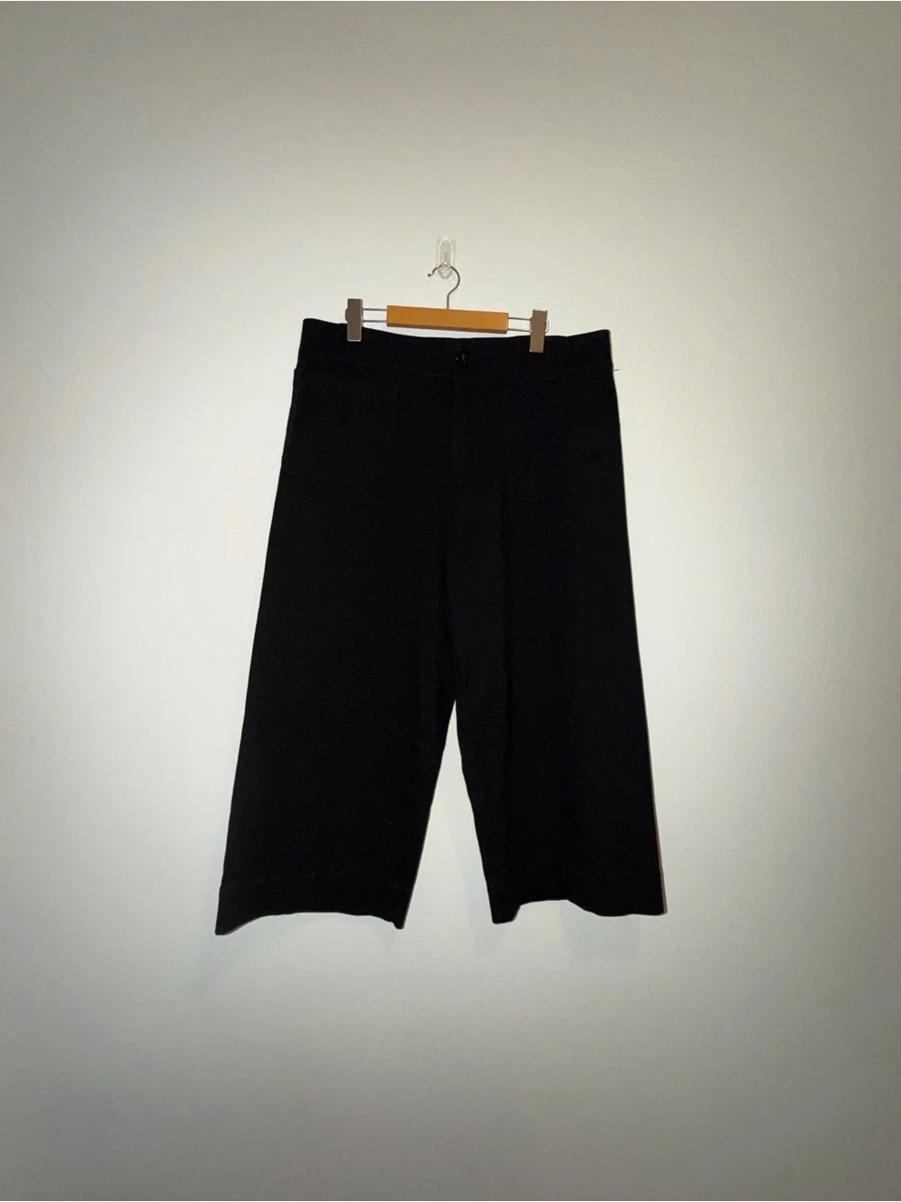 Anthropologie Maeve Ponte wide leg Colette crop black 16 capri minimal neutral - Picture 3 of 10
